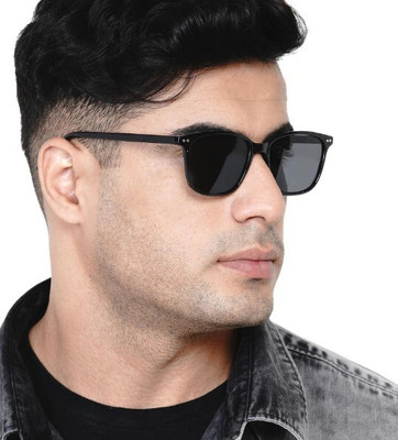 peter india Retro Square Sunglasses(For Men & Women, Black)