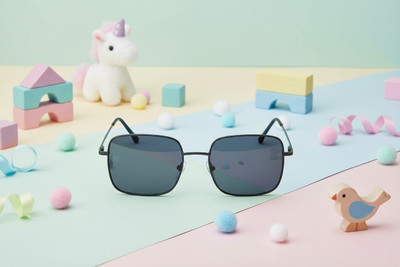 Lexzy Oval Sunglasses(For Boys & Girls, Black)