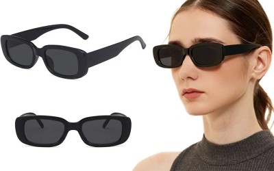 Douceur Retro Square, Rectangular, Cat-eye Sunglasses(For Men & Women, Black)
