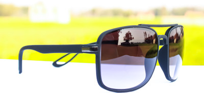 jiebo Rectangular Sunglasses(For Men & Women, Black)