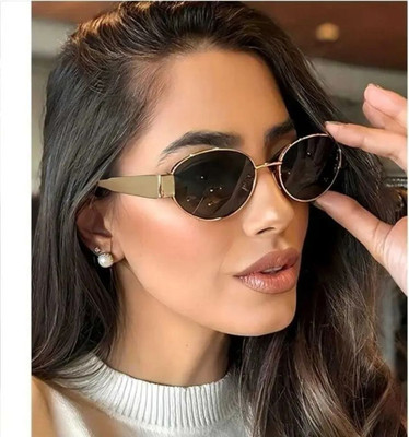 GANSTA Oval Sunglasses(For Women, Black)