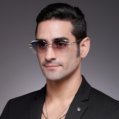 Hashtag eyewear Oval Sunglasses(For Men, Blue, Brown)
