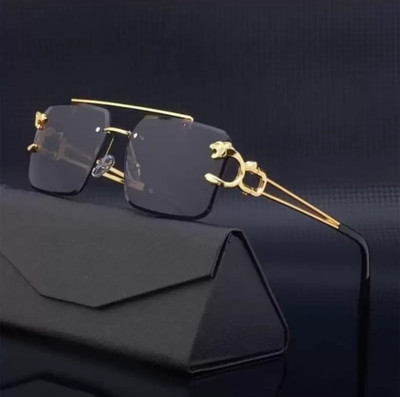 ALFATOORE Rectangular Sunglasses(For Men & Women, Black)