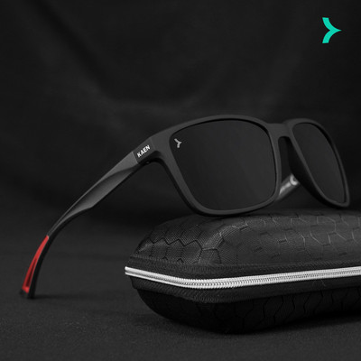 KAEN EYEWEAR Rectangular Sunglasses(For Men & Women, Black)