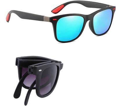 ELLIGATOR Retro Square, Sports, Wayfarer, Rectangular Sunglasses(For Men & Women, Blue, Black)