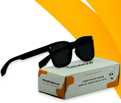 TheWhoop Rectangular Sunglasses(For Men & Women, Black)
