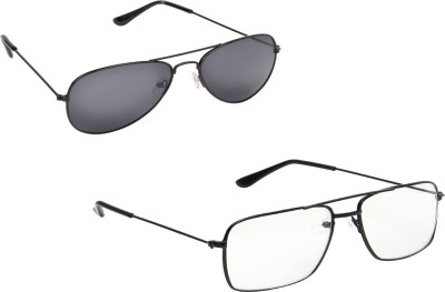 CRIBA Aviator, Retro Square Sunglasses(For Boys & Girls, Black, Clear)