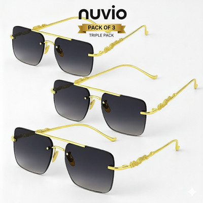 NUVIO Rectangular, Over-sized Sunglasses(For Men & Women, Violet)