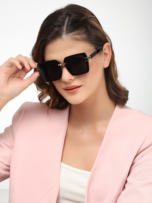 Hashtag eyewear Retro Square Sunglasses(For Women, Black)