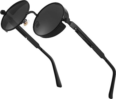 Supreno Round Sunglasses(For Men, Black)