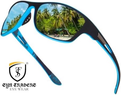 Syn Traders Wrap-around, Sports Sunglasses(For Men & Women, Blue)