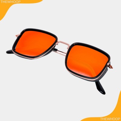 TheWhoop Retro Square, Rectangular Sunglasses(For Men & Women, Orange, Black, Green)