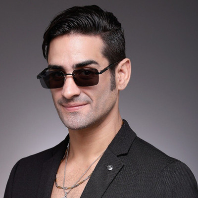 Hashtag eyewear Rectangular Sunglasses(For Men, Black)
