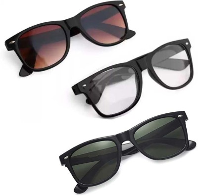 SRPM Wayfarer Sunglasses(For Men & Women, Brown, Clear, Green)