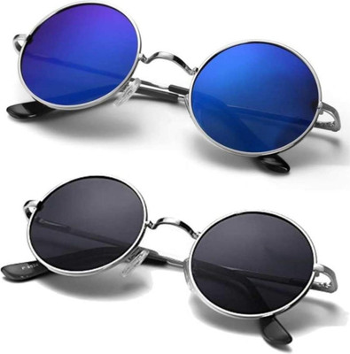 AR Cool Round Sunglasses(For Men & Women, Blue, Black)