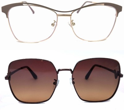 EXPLORA EYEWEAR Retro Square Sunglasses(For Men & Women, Brown)