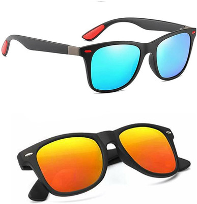 ELLIGATOR Retro Square, Sports, Wayfarer, Rectangular Sunglasses(For Men & Women, Blue, Red)