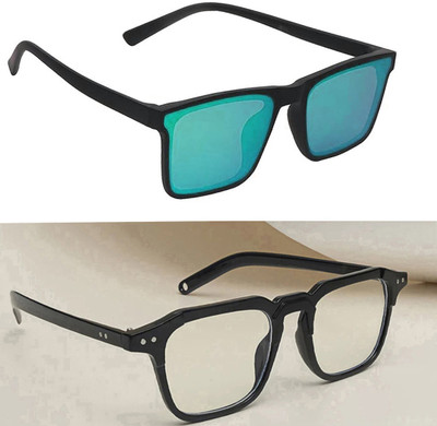 ELLIGATOR Rectangular Sunglasses(For Men & Women, Green, Clear)