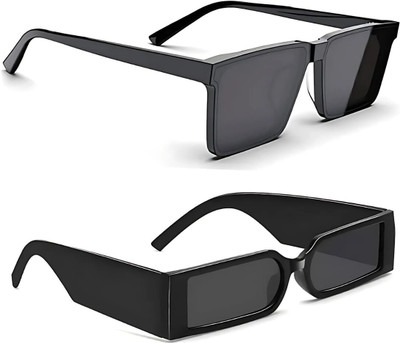 Dyana Core Rectangular Sunglasses(For Men & Women, Black)