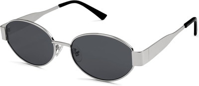 DEYVUE Oval Sunglasses(For Men & Women, Black)