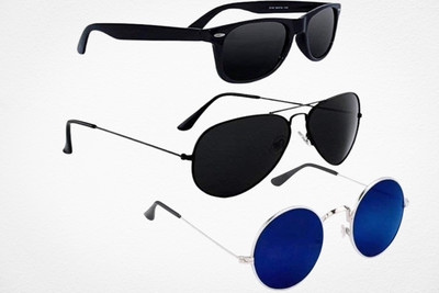 Whay Wayfarer, Round Sunglasses(For Men & Women, Blue, Clear)