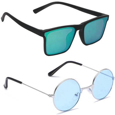 ELLIGATOR Retro Square Sunglasses(For Men & Women, Green, Blue)