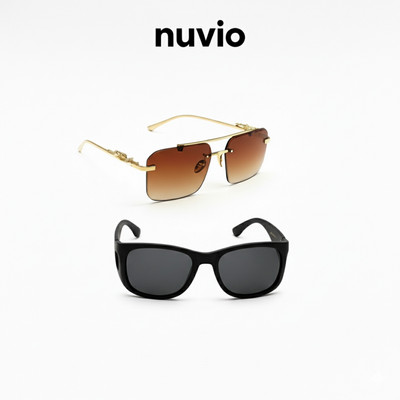 NUVIO Wrap-around, Rectangular Sunglasses(For Men & Women, Brown, Black, Grey)