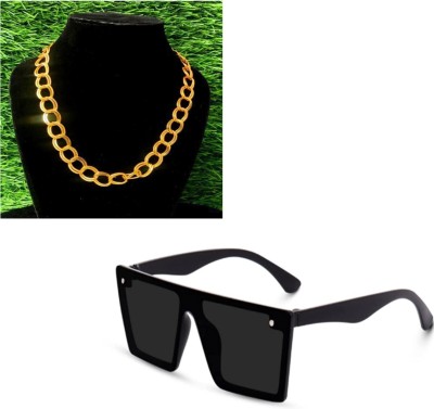 AGFashion Oval, Wayfarer, Rectangular, Aviator Sunglasses(For Men & Women, Black)