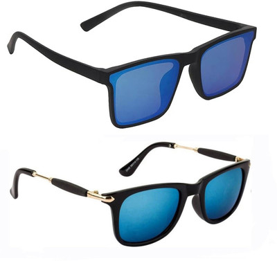 ELLIGATOR Retro Square, Sports, Wayfarer, Rectangular Sunglasses(For Men & Women, Blue, Blue)