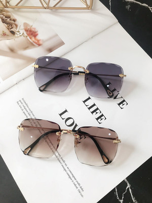 The Magnifique Rectangular Sunglasses(For Women, Black, Brown)