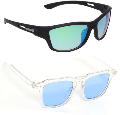 ELLIGATOR Wrap-around Sunglasses(For Men & Women, Green, Blue)
