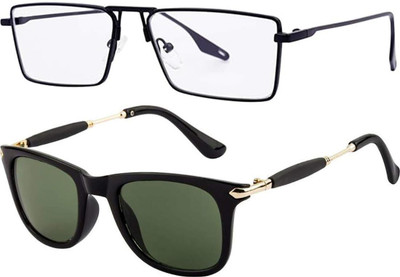 ROADWAY Rectangular, Retro Square, Spectacle  Sunglasses(For Men & Women, Multicolor, Clear)