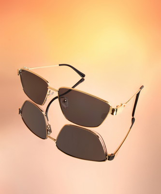 Haute Sauce Rectangular Sunglasses(For Women, Black)