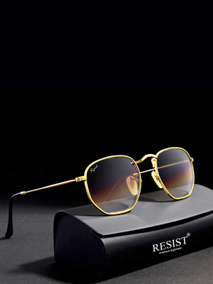 RESIST EYEWEAR Rectangular Sunglasses(For Men & Women, Brown)