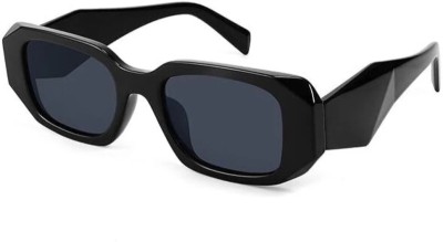 MH fashion Rectangular, Retro Square Sunglasses(For Men & Women, Black)