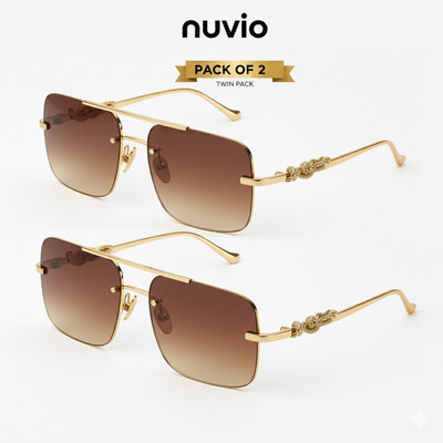 NUVIO Oval, Rectangular Sunglasses(For Boys & Girls, Brown)