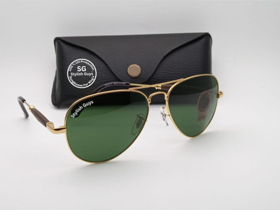 STYLISH GUYS Spectacle , Sports, Round Sunglasses(For Men & Women, Green, Golden)