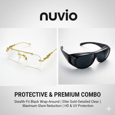 NUVIO Rectangular, Wrap-around Sunglasses(For Boys & Girls, Clear, Grey, Black)