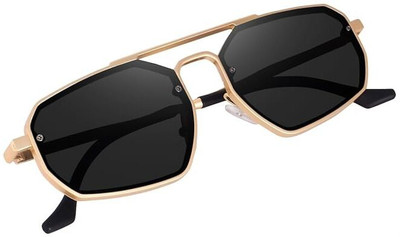 Mention Retro Square, Oval Sunglasses(For Men & Women, Black)