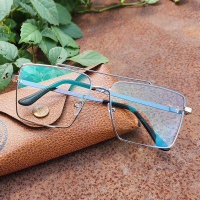 jiebo Retro Square Sunglasses(For Men & Women, Clear)