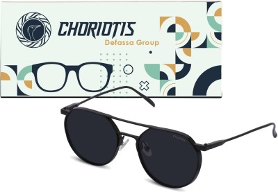 CHORIOTIS Round Sunglasses(For Men & Women, Black)