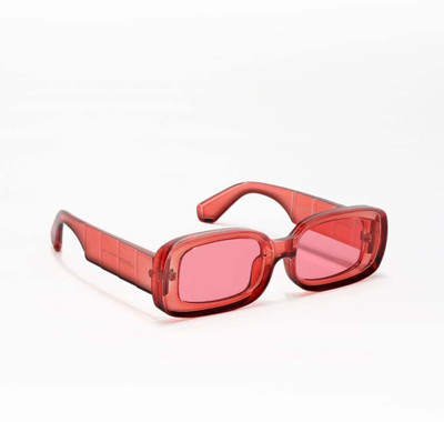 ZAADRAN Rectangular Sunglasses(For Men & Women, Red, Clear)