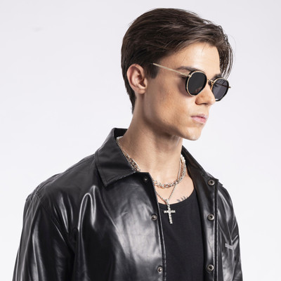 VOYAGE Round Sunglasses(For Men & Women, Black, Golden)