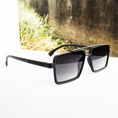jiebo Retro Square Sunglasses(For Men & Women, Black)