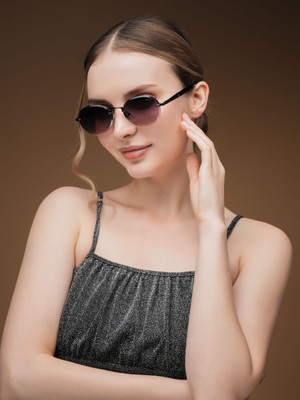 IDOR Oval Sunglasses(For Men & Women, Black)