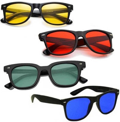 Elligator Wayfarer Sunglasses(For Men & Women, Red, Blue, Yellow, Green)