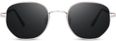 Wolcentra Oval, Round Sunglasses(For Men & Women, Black)