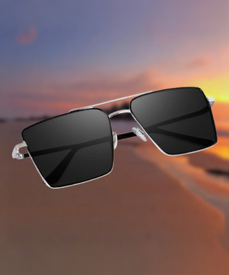 PairiT Retro Square Sunglasses(For Men, Black)