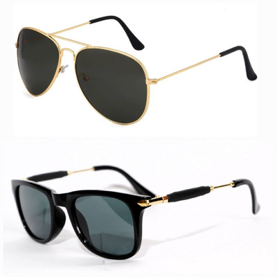 AURELIN Aviator, Wayfarer Sunglasses(For Men & Women, Black)