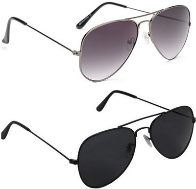 XTYLUSS Aviator Sunglasses(For Men & Women, Black, Grey)